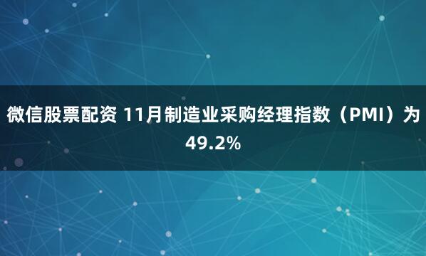 微信股票配资 11月制造业采购经理指数（PMI）为49.2%